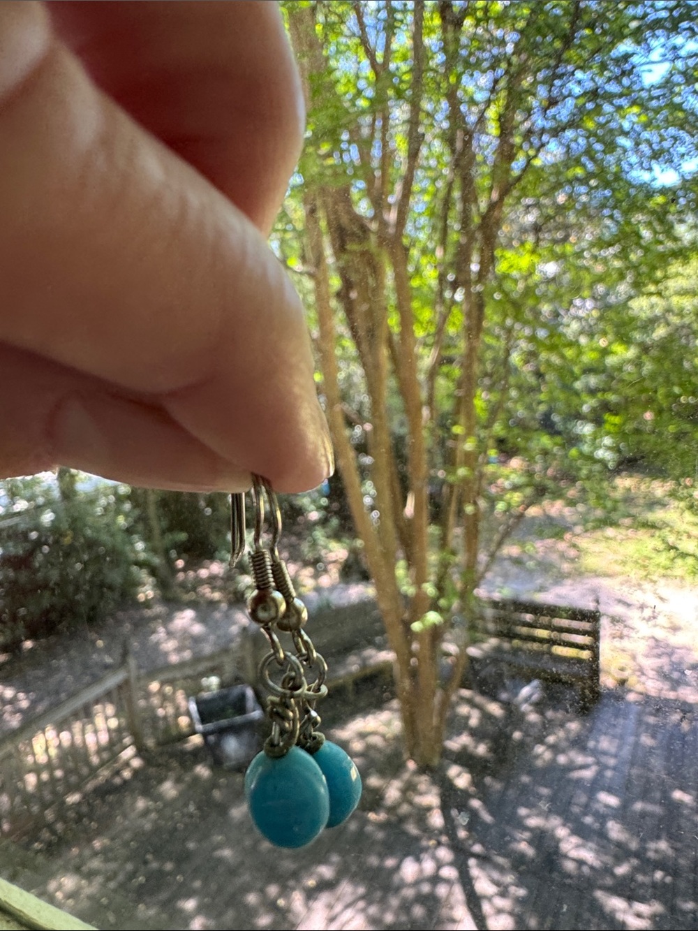 Handmade Turquoise Blue Bead Drop Earrings